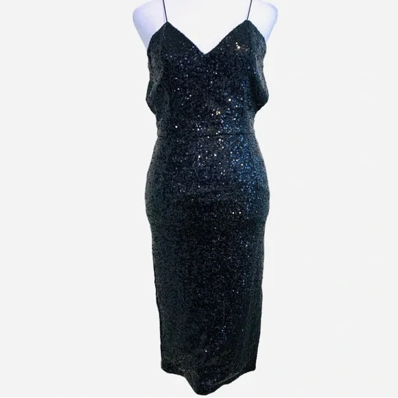 Rehab | Nearly Naked Backless Sequin Midi Dress Black Size S - Picture 1 of 16